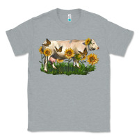 Heather Grey charolais cow with sunflower Classic Tee - LillyAllenDesigns