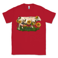 Red charolais cow with sunflower Classic Tee - LillyAllenDesigns