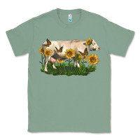 Sage charolais cow with sunflower Classic Tee - LillyAllenDesigns
