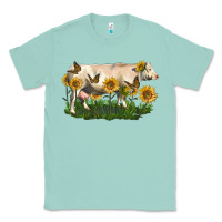 Seafoam charolais cow with sunflower Classic Tee - LillyAllenDesigns