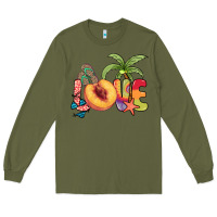 Army Green Love peach summer Long Sleeve Tee - NancyCooperArtShop