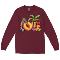 Burgundy Love peach summer Long Sleeve Tee - NancyCooperArtShop