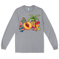 Heather Grey Love peach summer Long Sleeve Tee - NancyCooperArtShop