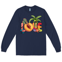 Navy Love peach summer Long Sleeve Tee - NancyCooperArtShop