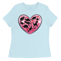 Baby Blue dinosaur valentine heart Ladies Tee - MaliasSmallBusiness