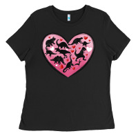 Black dinosaur valentine heart Ladies Tee - MaliasSmallBusiness