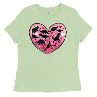 Matcha dinosaur valentine heart Ladies Tee - MaliasSmallBusiness