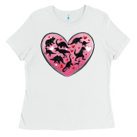 White dinosaur valentine heart Ladies Tee - MaliasSmallBusiness