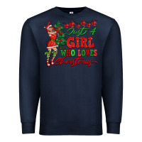 Navy Just A Girl Who Loves Christmas Premium Sweatshirt - FaDigitalArtStudio