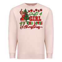 Pale Pink Just A Girl Who Loves Christmas Premium Sweatshirt - FaDigitalArtStudio