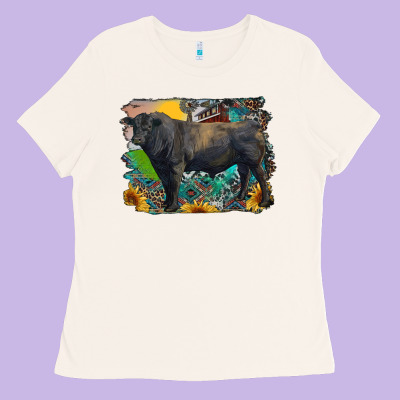 Black Angus Bull With Aztec And Farm Background Ladies Tee Designed By Ranaportraitstore