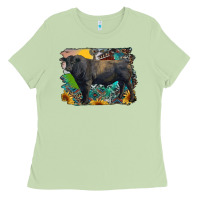 Matcha black angus bull with aztec and farm background Ladies Tee - RanaPortraitStore