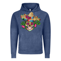 Vintage Denim mexican skull sombrero roses cactus serape Vintage Hoodie - Artiststas
