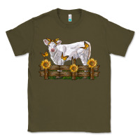 Army Green charolais calf with sunflowers Classic Tee - LillyAllenDesigns