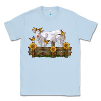 Dusty Blue charolais calf with sunflowers Classic Tee - LillyAllenDesigns