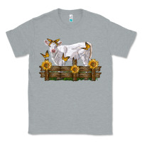 Heather Grey charolais calf with sunflowers Classic Tee - LillyAllenDesigns