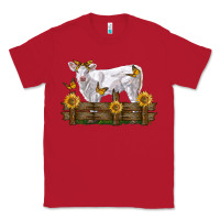 Red charolais calf with sunflowers Classic Tee - LillyAllenDesigns