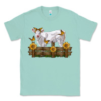 Seafoam charolais calf with sunflowers Classic Tee - LillyAllenDesigns