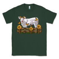 Sports Green charolais calf with sunflowers Classic Tee - LillyAllenDesigns