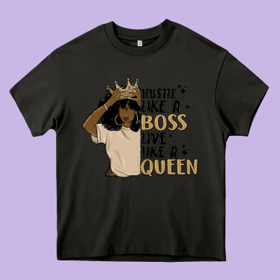 Hustle Like A Boss Live Like A Queen Heavy Core Tee Designed By Maliassmallbusiness