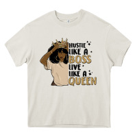 Cream hustle like a boss live like a queen Heavy Core Tee - MaliasSmallBusiness