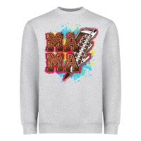 Heather Grey Mama Football lightning bolt Heavyweight Sweatshirt - HowdyJamesFarm