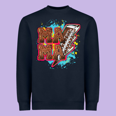 Mama Football Lightning Bolt Heavyweight Sweatshirt Designed By Howdyjamesfarm
