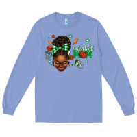 Colony Blue Afro Messy Bun Full Face Basketball Mom Long Sleeve Tee - texasbilliewilder