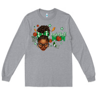 Heather Grey Afro Messy Bun Full Face Basketball Mom Long Sleeve Tee - texasbilliewilder