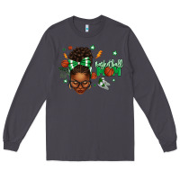 Smoke Afro Messy Bun Full Face Basketball Mom Long Sleeve Tee - texasbilliewilder