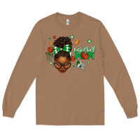 Toasted Coconut Afro Messy Bun Full Face Basketball Mom Long Sleeve Tee - texasbilliewilder