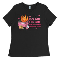 Black it's fine i'm fine everything's freakin' fine Ladies Tee - MaliasSmallBusiness