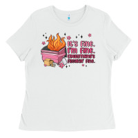 White it's fine i'm fine everything's freakin' fine Ladies Tee - MaliasSmallBusiness