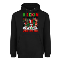 Black Rockin Around The Christmas Tree Heavyweight Hoodie - FaDigitalArtStudio