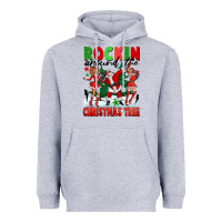 Heather Grey Rockin Around The Christmas Tree Heavyweight Hoodie - FaDigitalArtStudio