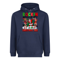 Navy Rockin Around The Christmas Tree Heavyweight Hoodie - FaDigitalArtStudio