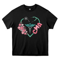 Black cma  heart Heavy Core Tee - MaliasSmallBusiness