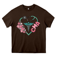 Chocolate Brown cma  heart Heavy Core Tee - MaliasSmallBusiness