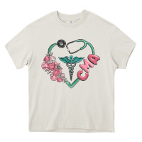 Cream cma  heart Heavy Core Tee - MaliasSmallBusiness