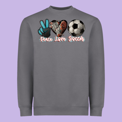Peace Love Soccer Heavyweight Sweatshirt Designed By Howdyjamesfarm