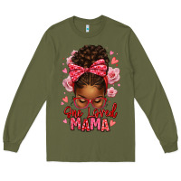 Army Green one loved mama afro messy bun Long Sleeve Tee - texasbilliewilder