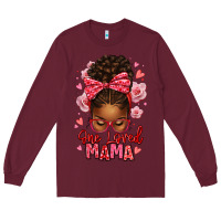 Burgundy one loved mama afro messy bun Long Sleeve Tee - texasbilliewilder