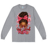 Heather Grey one loved mama afro messy bun Long Sleeve Tee - texasbilliewilder