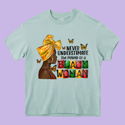 Never Understimate The Power Of A Black Woman Heavy Core Tee Designed By Maliassmallbusiness
