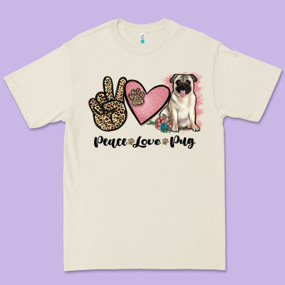 Peace Love Pug Premium Tee Designed By Jahusdesignshop