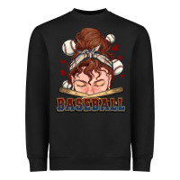 Black Messy bun Baseball Heavyweight Sweatshirt - HowdyJamesFarm