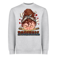 Heather Grey Messy bun Baseball Heavyweight Sweatshirt - HowdyJamesFarm