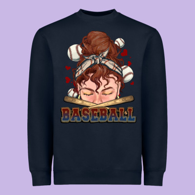 Messy Bun Baseball Heavyweight Sweatshirt Designed By Howdyjamesfarm