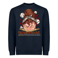 Navy Messy bun Baseball Heavyweight Sweatshirt - HowdyJamesFarm