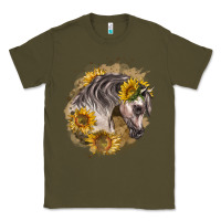 Army Green arabian horse with sunflowers Classic Tee - LillyAllenDesigns